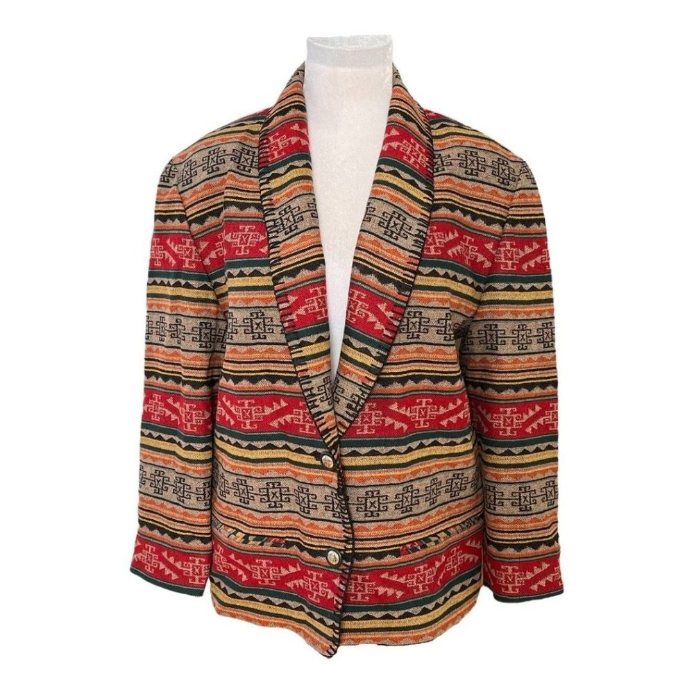 Vintage KNOCKABOUTS by Pendleton Aztec Weave Wool Blazer Jacket Size 10  Petite